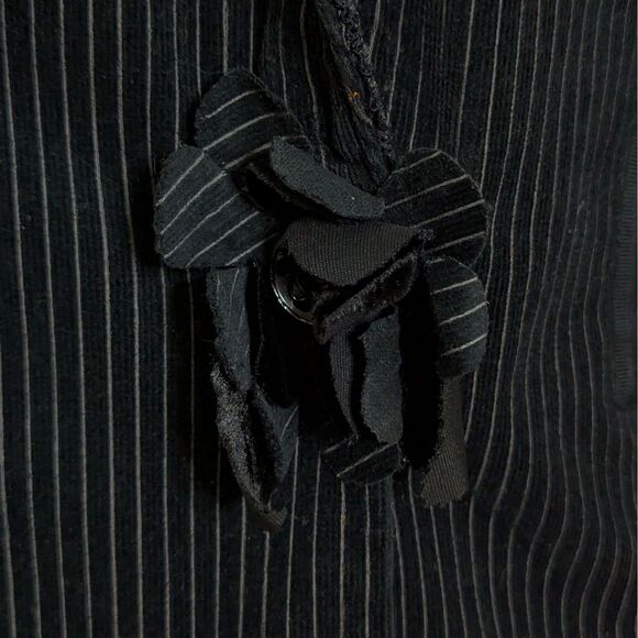 Cynthia Steffe Sz Small Black Jacket Velvet Trim Fitted Gray Pinstripe Career - Picture 3 of 11